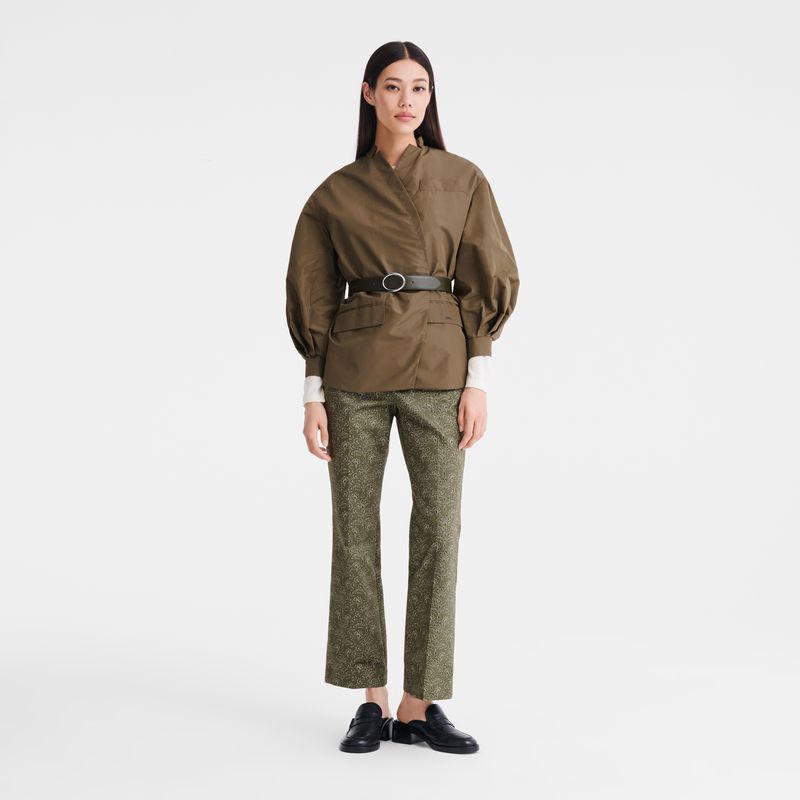 Longchamp Printed Gabardine Women Pants Green | Australia-197CNOYSQ