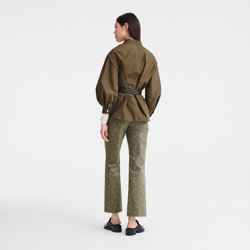 Longchamp Printed Gabardine Women Pants Green | Australia-197CNOYSQ