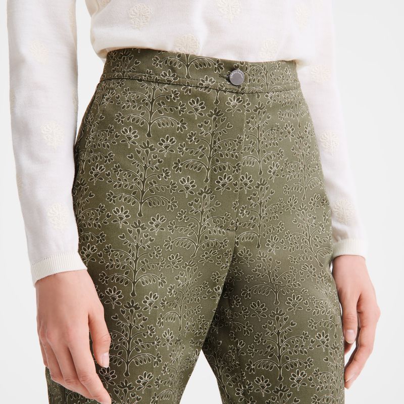 Longchamp Printed Gabardine Women Pants Green | Australia-197CNOYSQ