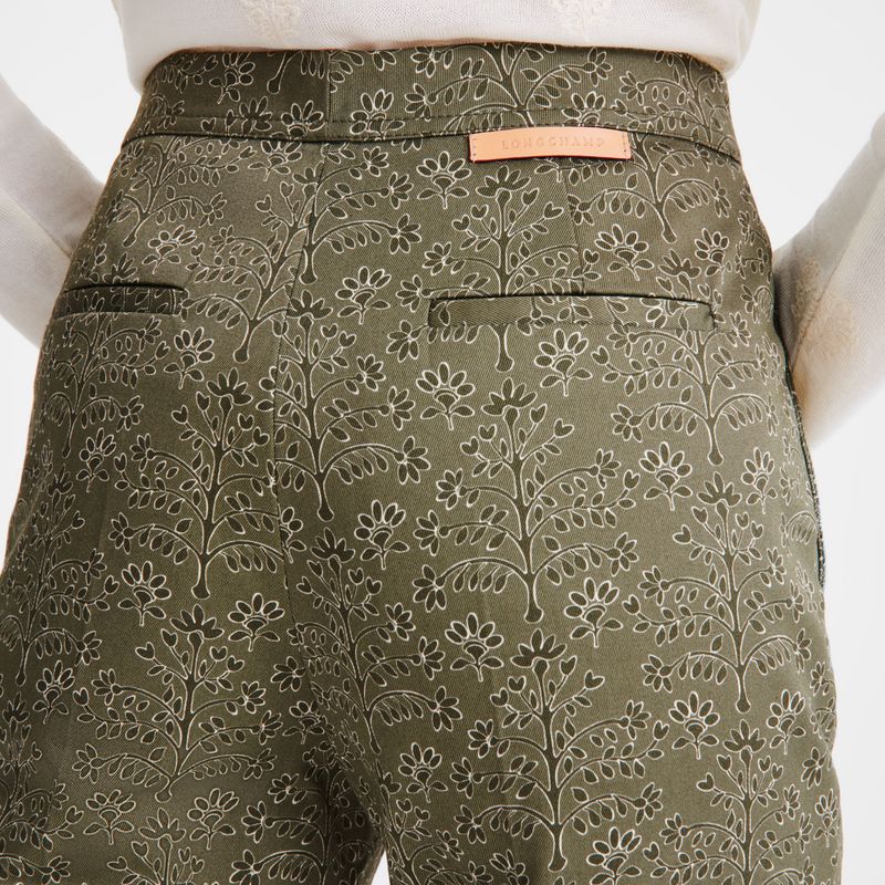 Longchamp Printed Gabardine Women Pants Green | Australia-197CNOYSQ