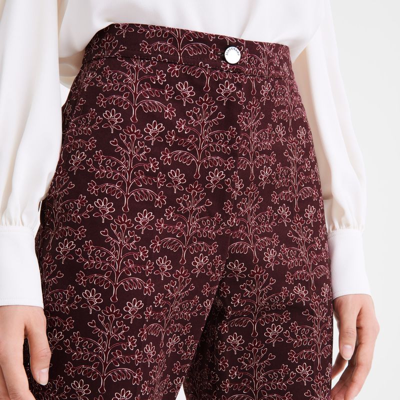 Longchamp Printed Gabardine Women Pants Burgundy | Australia-857QZOGTR