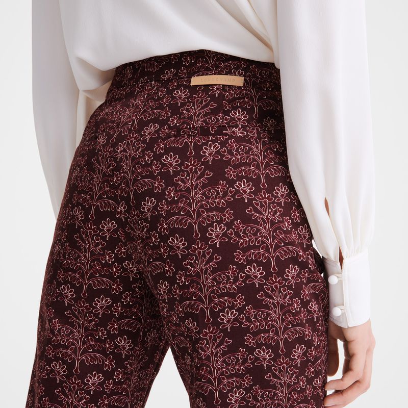 Longchamp Printed Gabardine Women Pants Burgundy | Australia-857QZOGTR