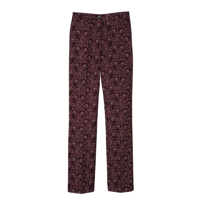 Longchamp Printed Gabardine Women Pants Burgundy | Australia-857QZOGTR