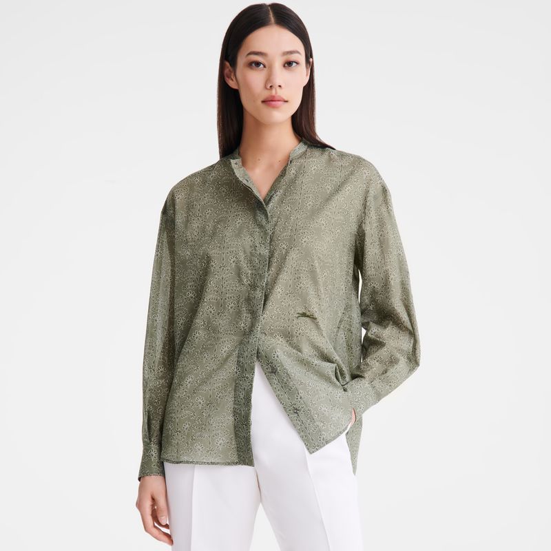 Longchamp Printed Veil Women Shirts Green | Australia-063QOTWYF