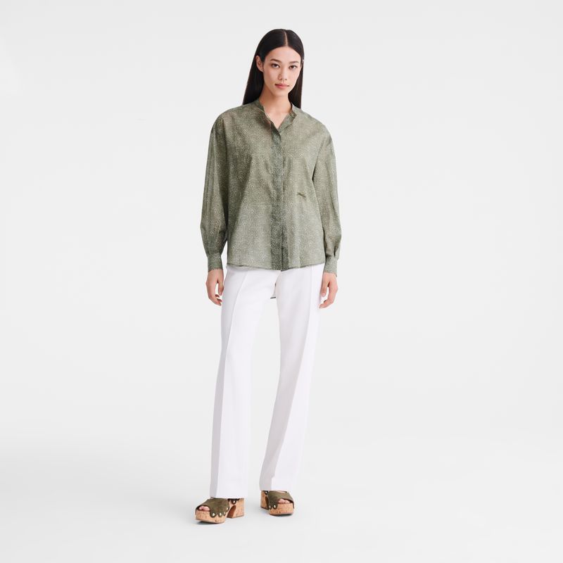 Longchamp Printed Veil Women Shirts Green | Australia-063QOTWYF