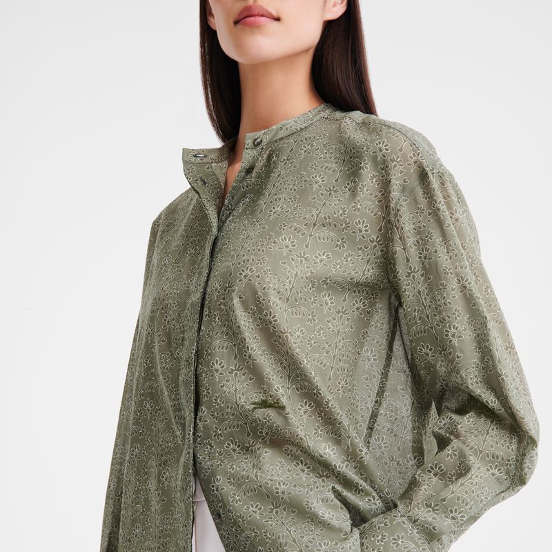 Longchamp Printed Veil Women Shirts Green | Australia-063QOTWYF