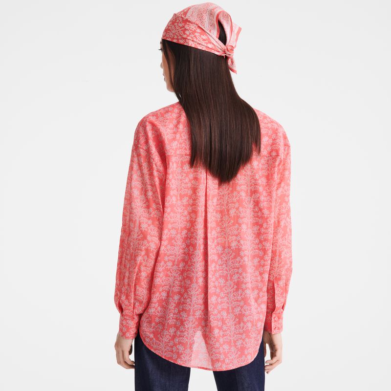 Longchamp Printed Veil Women Shirts Pink | Australia-589SKLDYU