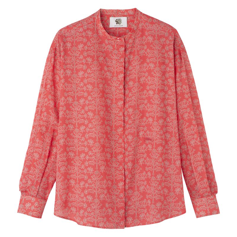 Longchamp Printed Veil Women Shirts Pink | Australia-589SKLDYU