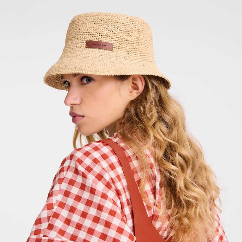 Longchamp Raffia Women Bucket Hat Beige | Australia-189ZOBUYK
