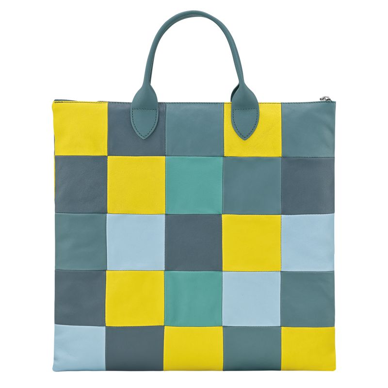 Longchamp Re-play L Men Handbag Blue / Yellow | Australia-067FQEIJK