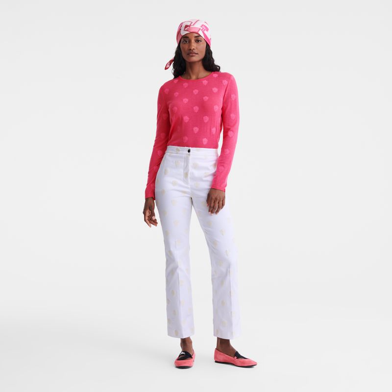 Longchamp Round Neck Women Sweater Pink | Australia-304TMZUAY