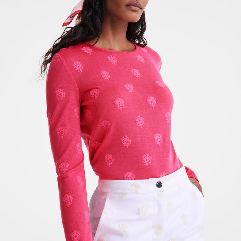 Longchamp Round Neck Women Sweater Pink | Australia-304TMZUAY