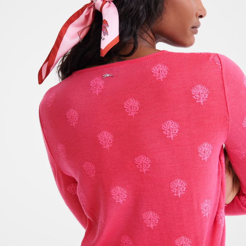 Longchamp Round Neck Women Sweater Pink | Australia-304TMZUAY
