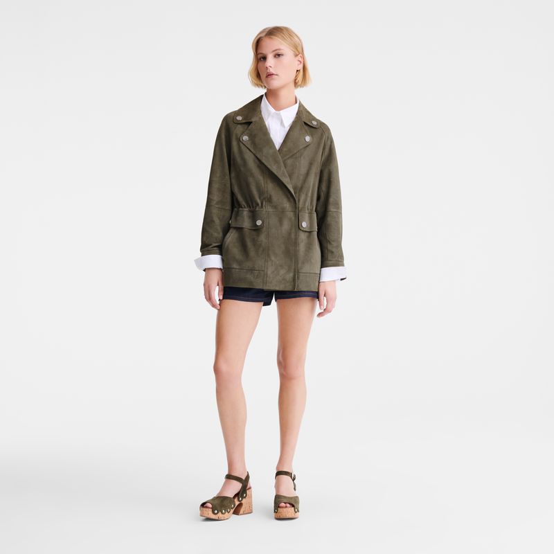 Longchamp Safari Women Jacket Khaki | Australia-748FHBNZA