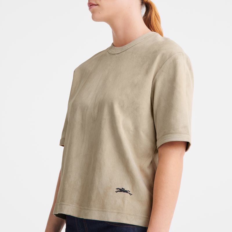 Longchamp Short Leather Women Top Beige | Australia-189PBWXTJ