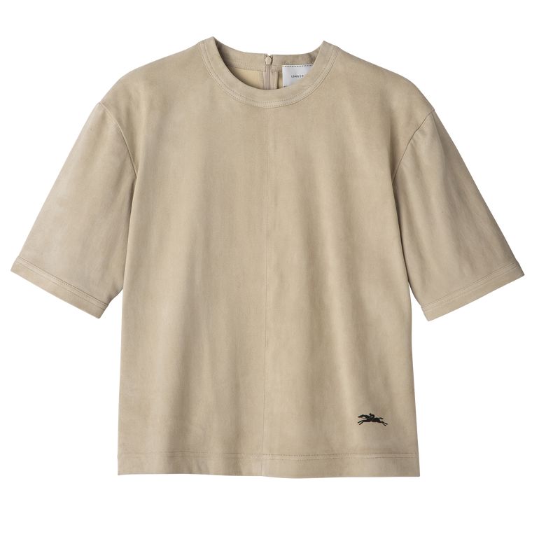 Longchamp Short Leather Women Top Beige | Australia-189PBWXTJ