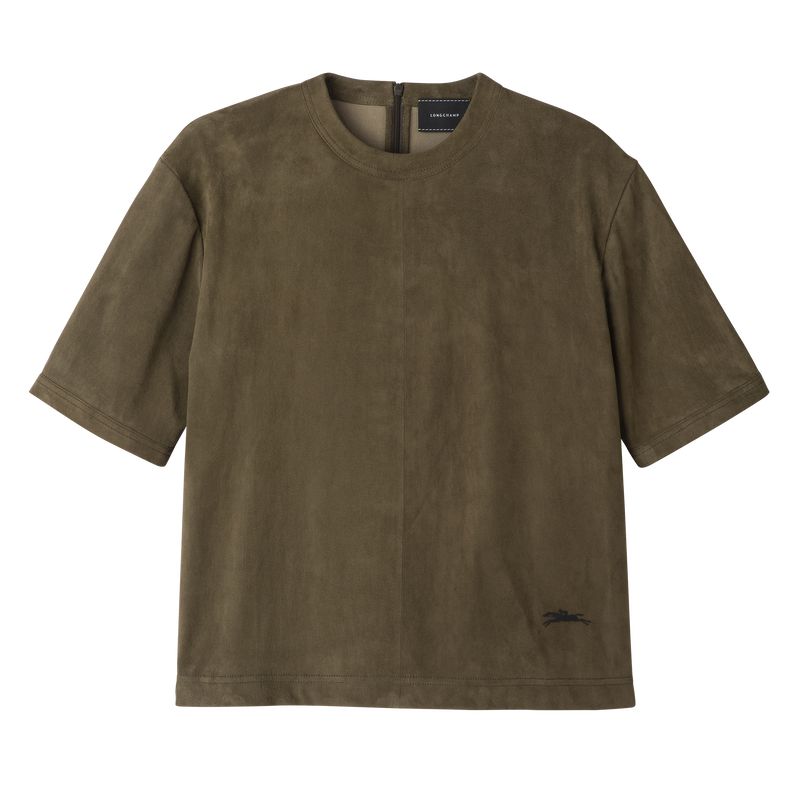 Longchamp Short Leather Women Top Khaki | Australia-540GCIDLU