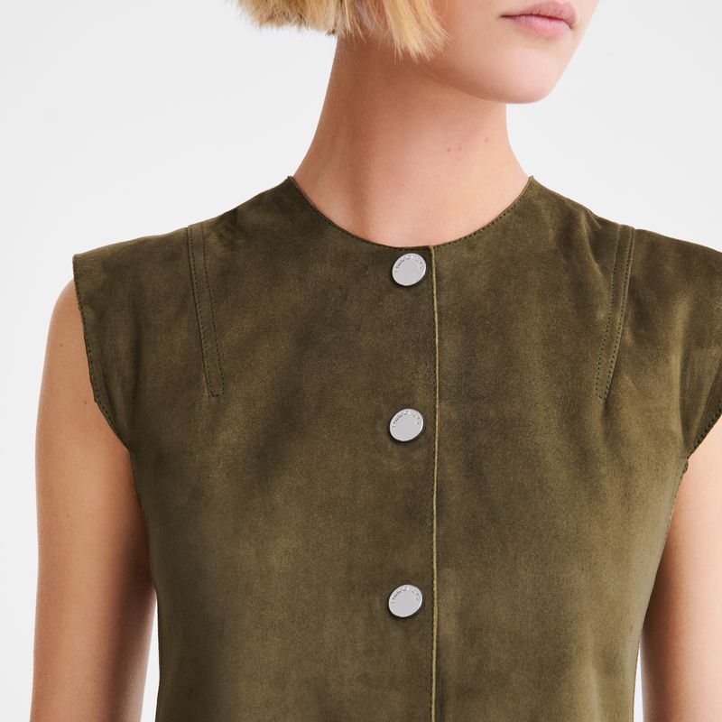 Longchamp Sleeveless Women Jacket Khaki | Australia-329DNHUYJ
