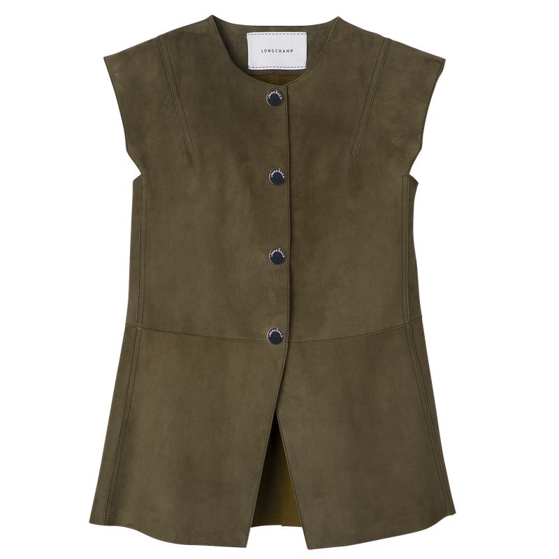 Longchamp Sleeveless Women Jacket Khaki | Australia-329DNHUYJ