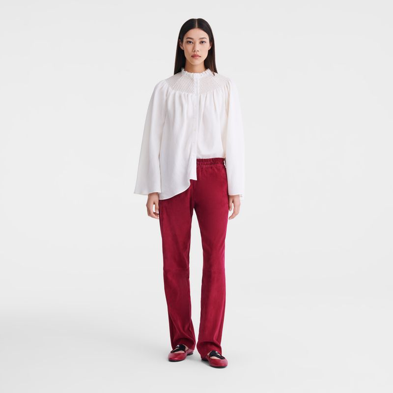 Longchamp Smocked Veil Women Blouse Cream | Australia-365ZAYJNT