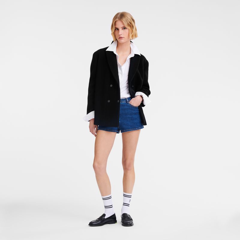 Longchamp Straight Short Women Coat Black | Australia-049CQKYSG