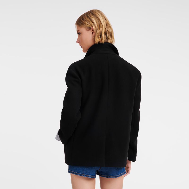 Longchamp Straight Short Women Coat Black | Australia-049CQKYSG