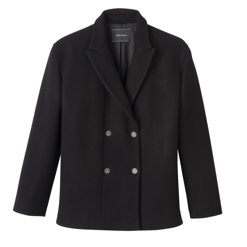 Longchamp Straight Short Women Coat Black | Australia-049CQKYSG