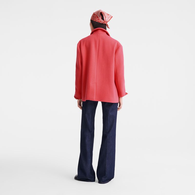 Longchamp Straight Short Women Coat Pink | Australia-314WUEVTP