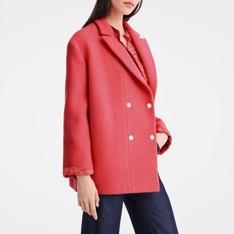 Longchamp Straight Short Women Coat Pink | Australia-314WUEVTP