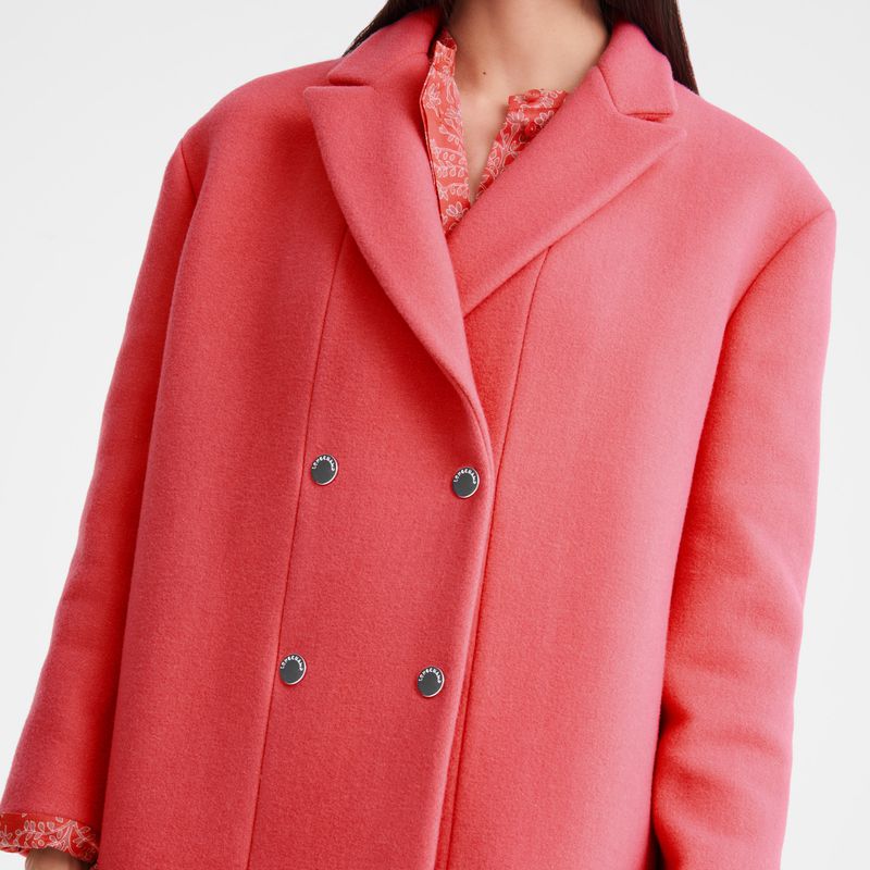 Longchamp Straight Short Women Coat Pink | Australia-314WUEVTP