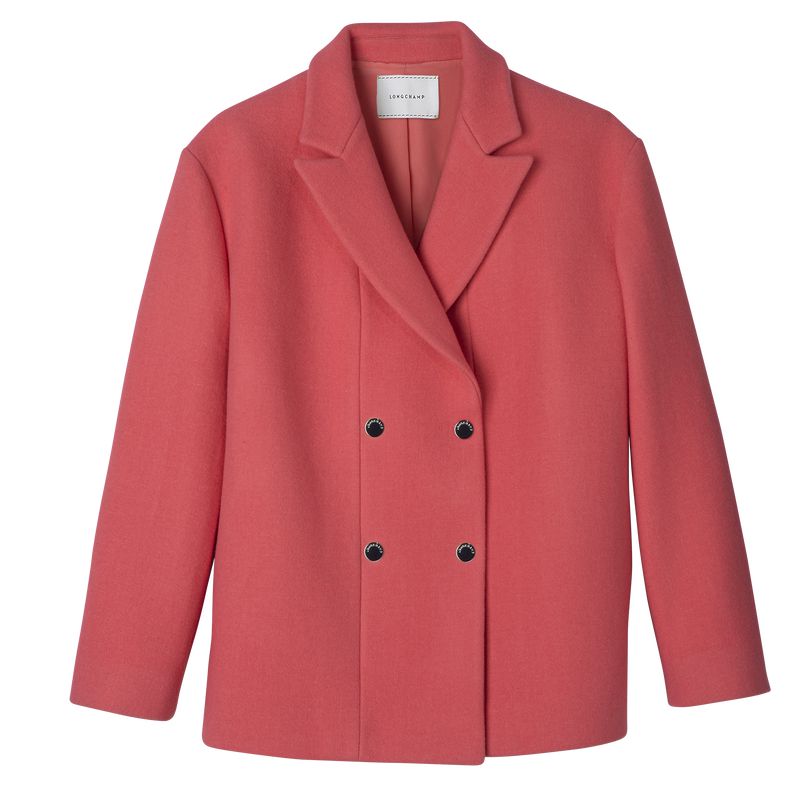 Longchamp Straight Short Women Coat Pink | Australia-314WUEVTP