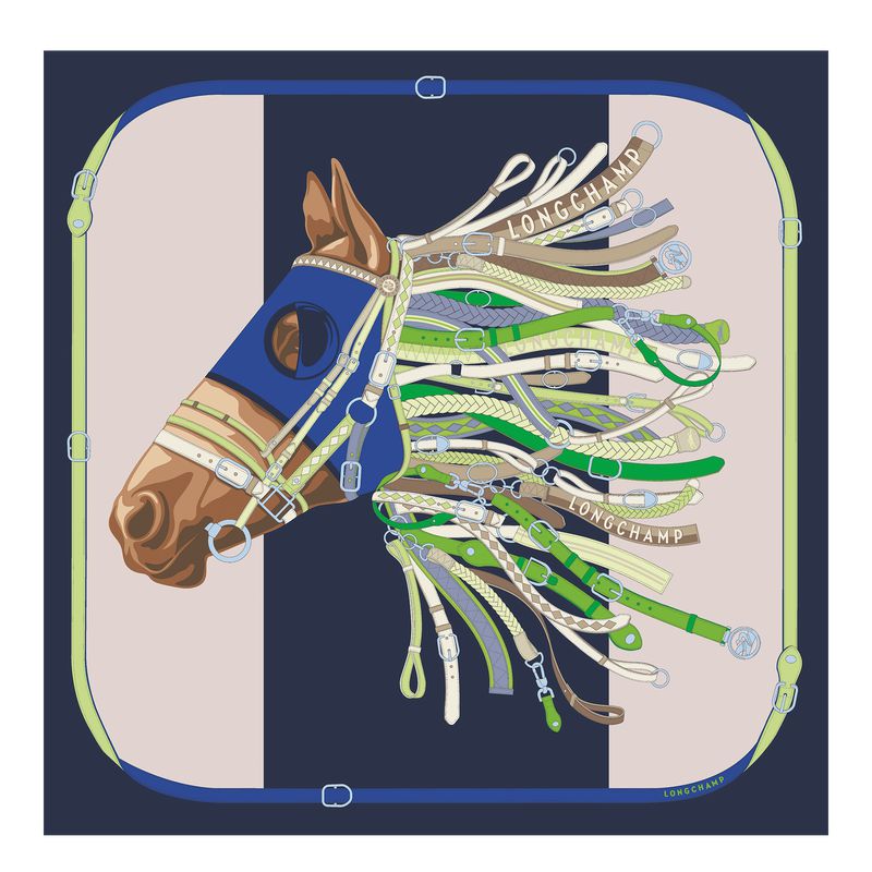 Longchamp Tête De Cheval 90 Women Scarf Navy | Australia-340FVWCJR