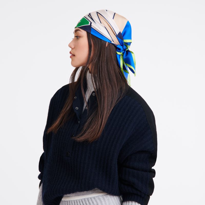 Longchamp University 70 Women Scarf Blue | Australia-980IMPWOX