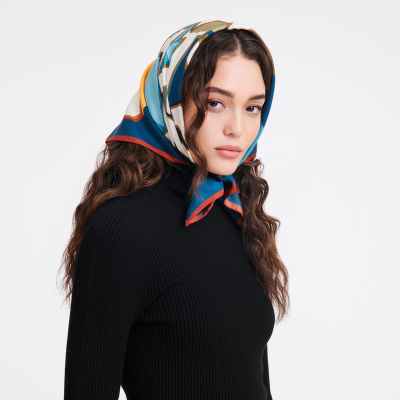 Longchamp University 70 Women Scarf Peacock | Australia-453FMKCWB