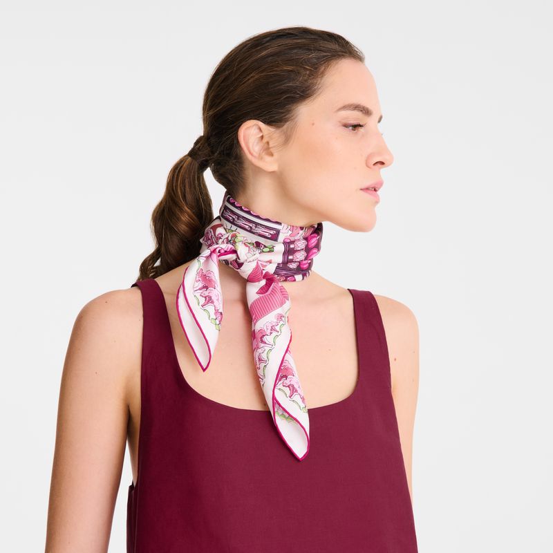 Longchamp Vegetable Garden 90 Women Scarf Pink | Australia-680CSGFRN
