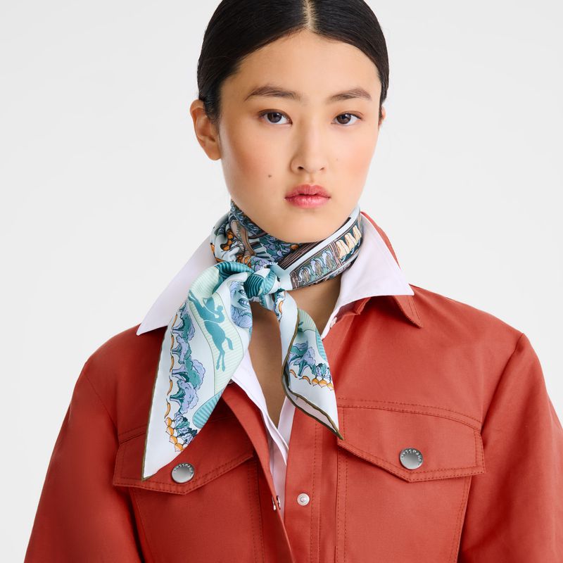 Longchamp Vegetable Garden 90 Women Scarf Navy | Australia-635GHUWFE