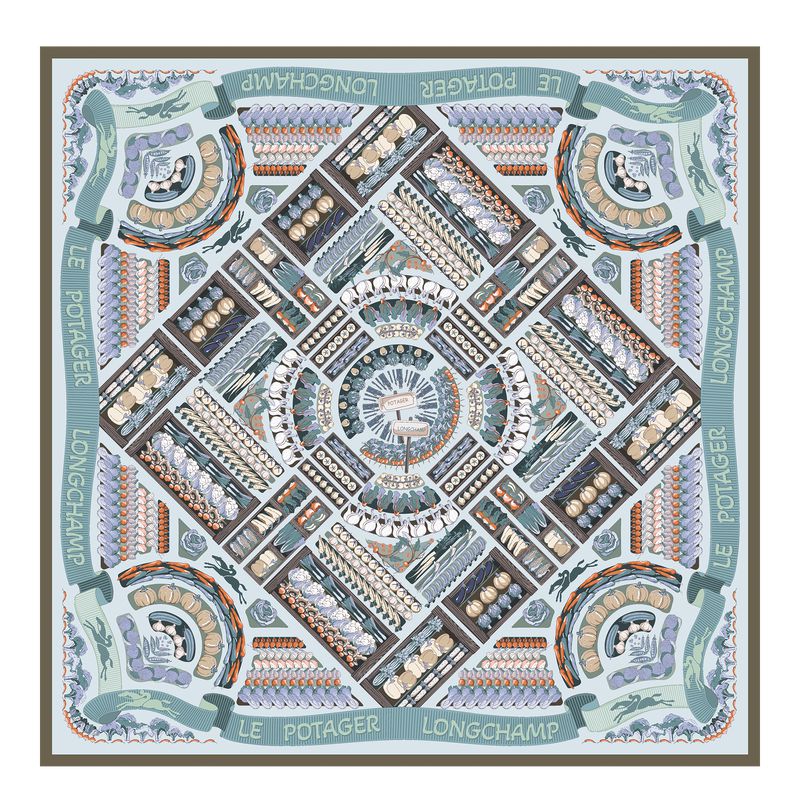 Longchamp Vegetable Garden 90 Women Scarf Navy | Australia-635GHUWFE