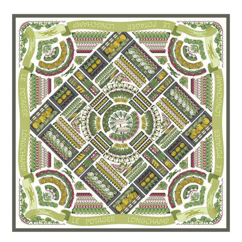 Longchamp Vegetable Garden 90 Women Scarf Khaki | Australia-137QFRYJN