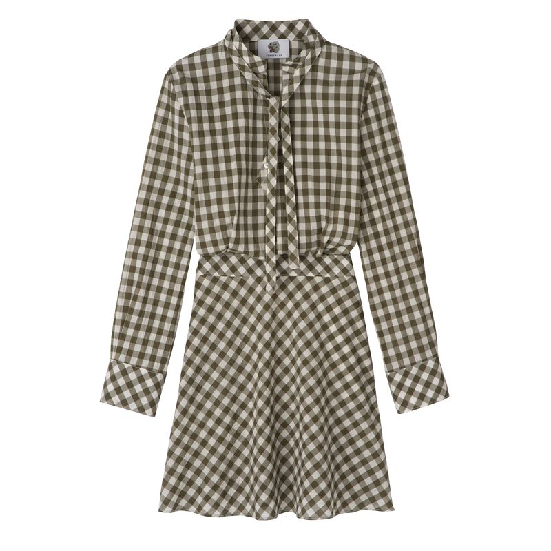 Longchamp Vichy Jacquard Women Dress Olive | Australia-736NZHSQL