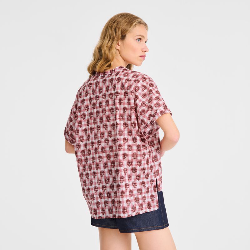 Longchamp Vichy Print Veil Women Blouse Pink | Australia-580EJUPBC