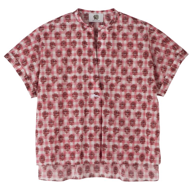 Longchamp Vichy Print Veil Women Blouse Pink | Australia-580EJUPBC
