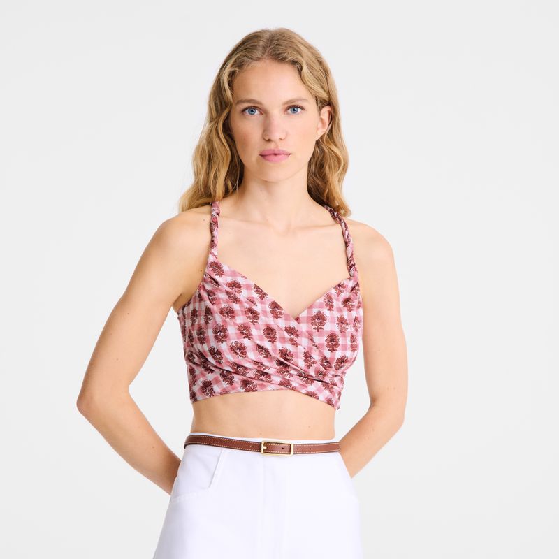 Longchamp Vichy Print Veil Women Top Pink | Australia-527SDJEHK