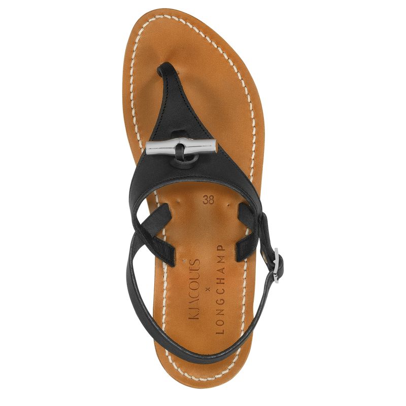Longchamp X K.Jacques Women Sandals Black | Australia-401CPWKFR