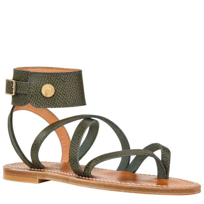 Longchamp X K.Jacques Women Sandals Dark Green | Australia-795VTFQYH