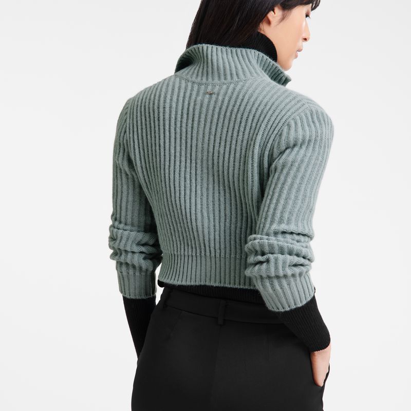 Longchamp Zip Collar Short Women Cardigan Blue | Australia-860YIDHCA