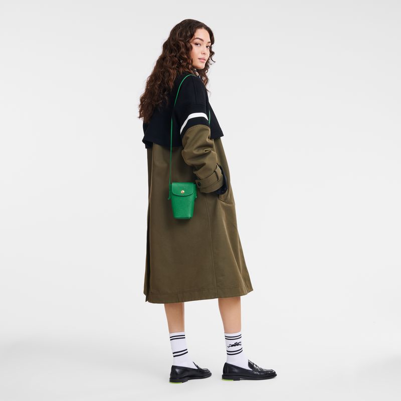Longchamp Épure With Leather Lace Women Phone Case Green | Australia-349NPMIWG